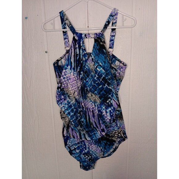 Trimshaper Other - Trimshaper Womens Plus 20W High Keyhole Neck Ruched One-Piece Swimsuit Floral